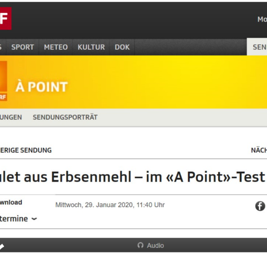 SRF - Poulet aus Erbsenmehl - im «A Point»-Test